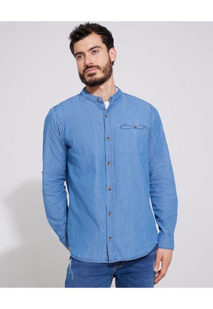 Camisa Para Hombre Manga Larga Sin Bolsillo Color Azul  Marca Patprimo #44012811