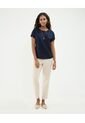 Blusa Con Doblez En Efecto Lino  Para Mujer Azul Patprimo de Patprimo