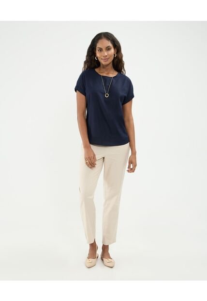 Blusa Con Doblez En Efecto Lino  Para Mujer Azul Patprimo