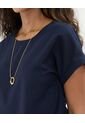 Blusa Con Doblez En Efecto Lino  Para Mujer Azul Patprimo de Patprimo