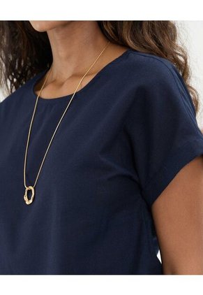 Blusa Con Doblez En Efecto Lino  Para Mujer Azul Patprimo