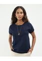 Blusa Con Doblez En Efecto Lino  Para Mujer Azul Patprimo de Patprimo