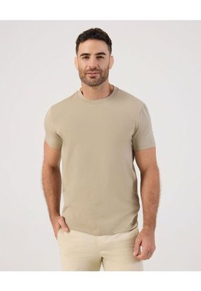 Camiseta Básica Cuello Redondo Para Hombre Beige Patprimo