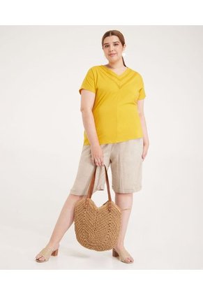 Camiseta Para Mujer Manga Corta Color Amarillo Marca Patprimo #14091316