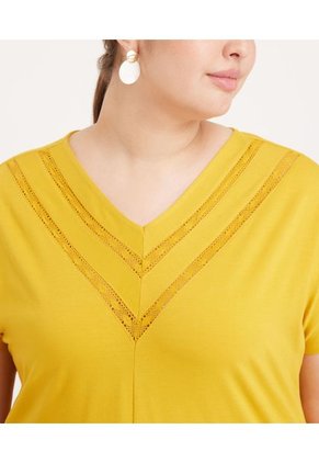 Camiseta Para Mujer Manga Corta Color Amarillo Marca Patprimo #14091316