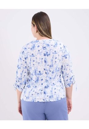 Camiseta Para Mujer Manga 3/4 Cuello Redondo Color Azul Marca Patprimo #14091411