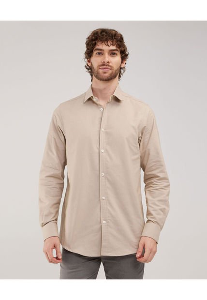 Camisa Para Hombre Manga Larga Sin Bolsillo Color Beige Marca Patprimo #44012989