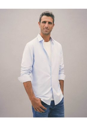 Camisa Para Hombre Manga Corta Con Bolsillo Cuello Casual M Color Azul Marca Patprimo #44013140