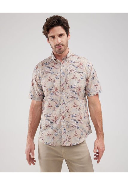 Camisa Para Hombre Manga Corta Con Bolsillo Color Beige Marca Patprimo #44013034