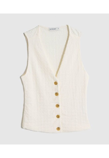 Chaleco  Para Mujer Punto Color Crema Marca Patprimo #30250047