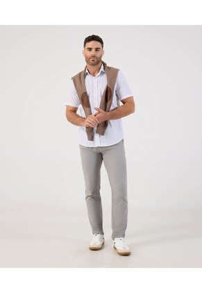 Camisa  Para Hombre Manga Corta Sin Bolsillo Cuello F Color Blanco Marca Patprimo #44017347