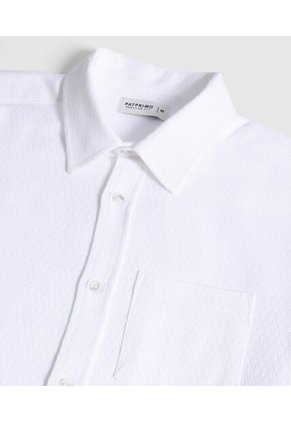 Camisa  Para Hombre Manga Corta Con Bolsillo Cuello C Color Blanco Marca Patprimo #44018298