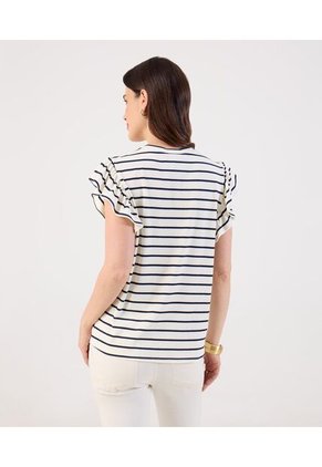 Camiseta  Para Mujer Manga Corta Cuello Redondo Color Crema Marca Patprimo #30097893