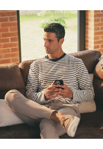 Camiseta Para Hombre Manga Larga Cuello Redondo Color Azul Marca Patprimo #44090944 Patprimo