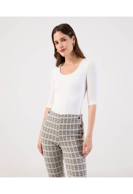 Camiseta  Para Mujer Manga 3/4 Cuello Redondo Color Blanco Marca Patprimo #30098478