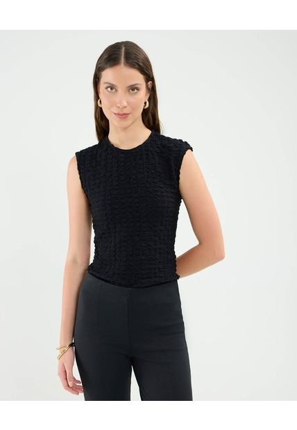 Camiseta Para Mujer Manga Corta Cuello Redondo Color Negro Marca Patprimo #30093777