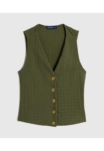 Chaleco  Para Mujer Punto Color Verde Marca Patprimo #30250047 Patprimo