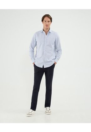 Camisa Para Hombre Manga Larga Sin Bolsillo Cuello Casual M Color Azul Marca Patprimo #44013098