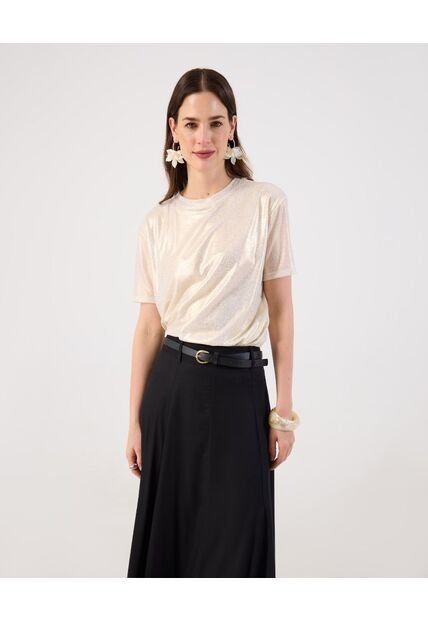 Camiseta  Para Mujer Manga Corta Cuello Redondo Color Crema Marca Patprimo #30093929