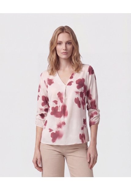Blusa Manga 3/4 De Cuello Recto Para Mujer  Para Mujer Crema Patprimo