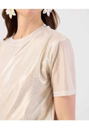 Camiseta  Para Mujer Manga Corta Cuello Redondo Color Crema Marca Patprimo #30093929