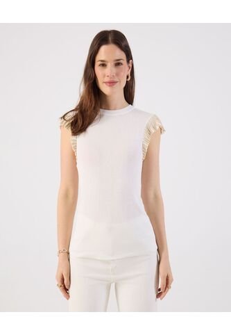 Camiseta  Para Mujer Manga Corta Cuello Redondo Color Blanco Marca Patprimo #30093866 Patprimo