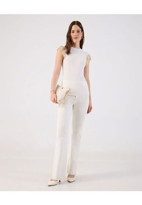 Camiseta  Para Mujer Manga Corta Cuello Redondo Color Blanco Marca Patprimo #30093866