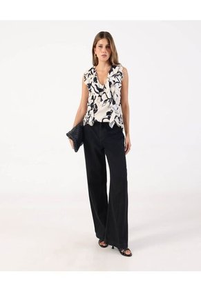 Blusa De Escote Profundo Con Boleros Frontales  Para Mujer Crema Patprimo
