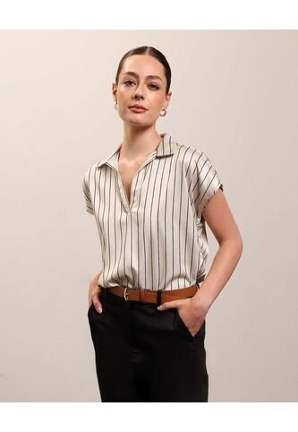 Blusa Manga Corta Estampada   Para Mujer Crudo Patprimo Patprimo