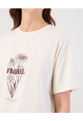 Camiseta  Para Mujer Manga Corta Cuello Redondo Color Crema Marca Patprimo #30093939