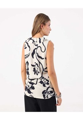 Blusa De Escote Profundo Con Boleros Frontales  Para Mujer Crema Patprimo