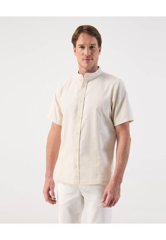 Camisa Guayabera  Para Hombre Manga Corta Sin Bolsillo Color Café Marca Patprimo #44030405 Patprimo