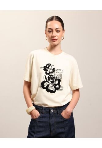 Camiseta  Para Mujer Manga Corta Moda Color Crudo Marca Patprimo #30097862 Patprimo