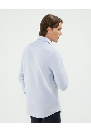 Camisa Para Hombre Manga Larga Sin Bolsillo Cuello Casual M Color Azul Marca Patprimo #44013098