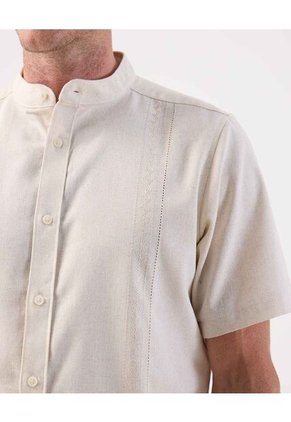 Camisa Guayabera  Para Hombre Manga Corta Sin Bolsillo Color Café Marca Patprimo #44030405