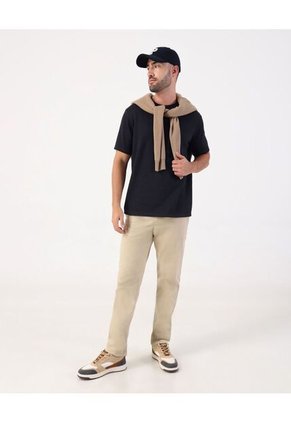 Camiseta Texturizada De Cuello Redondo   Para Hombre Negro Patprimo
