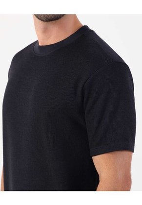 Camiseta Texturizada De Cuello Redondo   Para Hombre Negro Patprimo