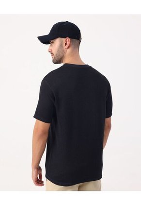 Camiseta Texturizada De Cuello Redondo   Para Hombre Negro Patprimo