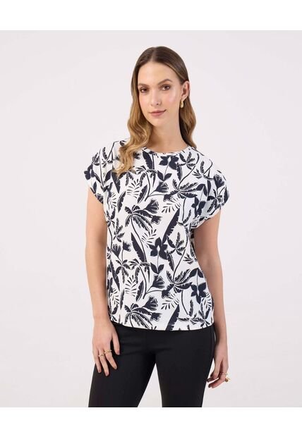 Camiseta Fluida Y Manga Corta   Para Mujer Blanco Patprimo