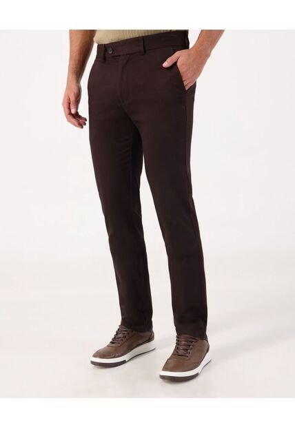 Pantalón Unicolor Slim Fit Con Textura  Para Hombre Café Patprimo