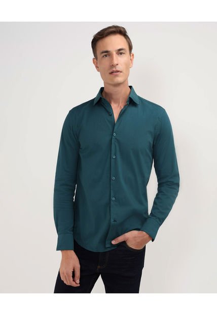 Camisa Para Hombre Manga Larga Sin Bolsillo Cuello Italiano Color Verde  Marca Patprimo #44012582