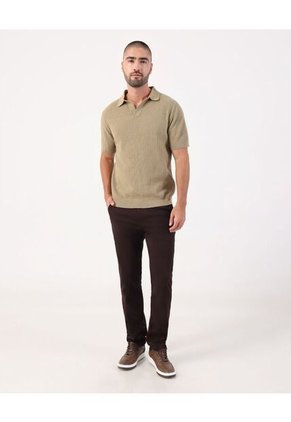 Pantalón Unicolor Slim Fit Con Textura  Para Hombre Café Patprimo