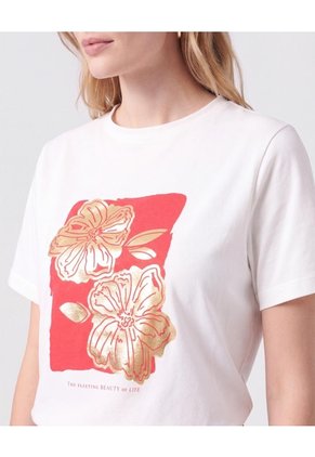 Camiseta Básica Con Estampado Metalizado Para Mujer Para Mujer Blanco Patprimo