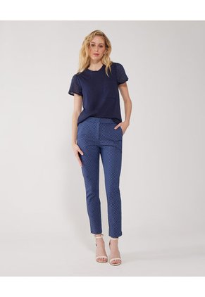 Pantalon Clásico Estampado Para Mujer Azul Patprimo