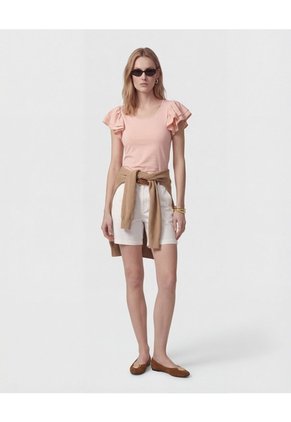 Camiseta Con Mangas De Volantes   Para Mujer Rosa Patprimo
