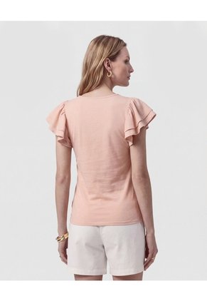 Camiseta Con Mangas De Volantes   Para Mujer Rosa Patprimo