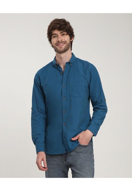 Camisa Para Hombre Manga Larga Con Bolsillo Color Azul  Marca Patprimo #44012866