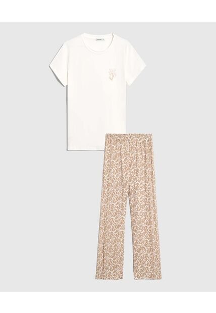 Pijama De Pantalón Y Cuello Redondo Mujer  Para Mujer Café Patprimo