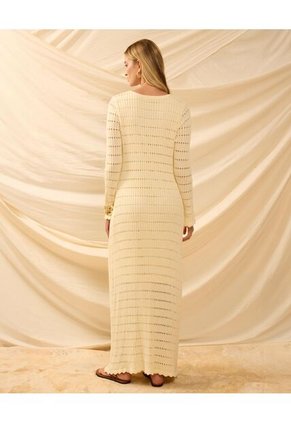 Vestido Largo Tejido Con Calados Para Mujer  Para Mujer Amarillo Patprimo