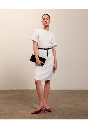 Vestido Midi De Corte Recto Para Mujer  Para Mujer Blanco Patprimo